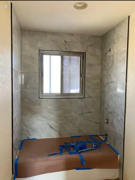 Tile shower in progress