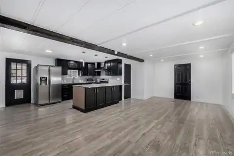 Open kitchen and living area