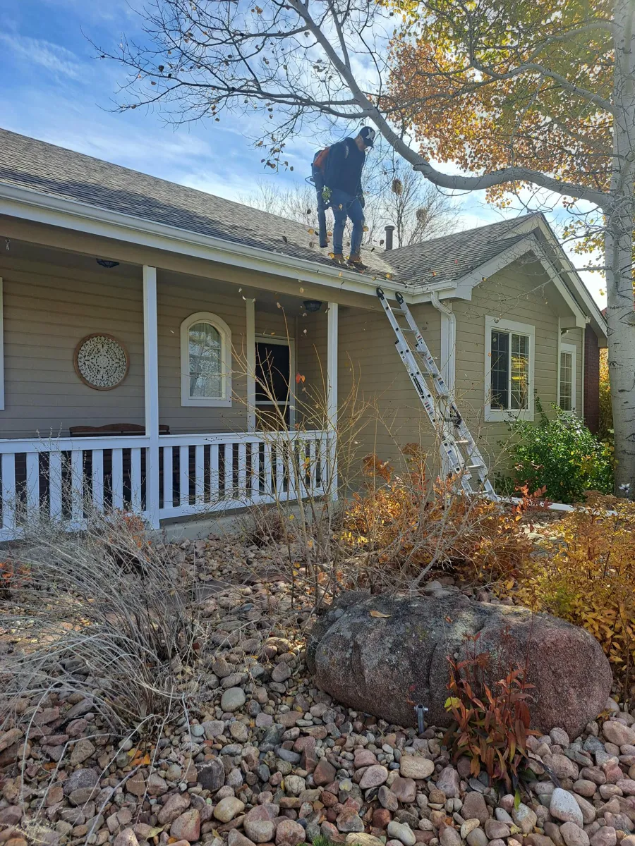 Gutter cleaning from the roof