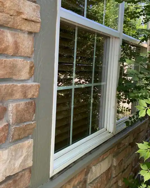 Clean window, brick exterior